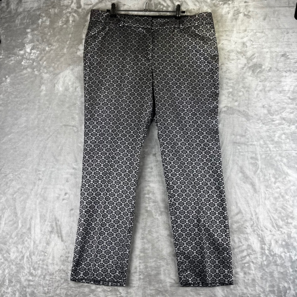 Zac & Rachel Dress‎ Pants Women Size 12 Black White Damask Geometric (1484)